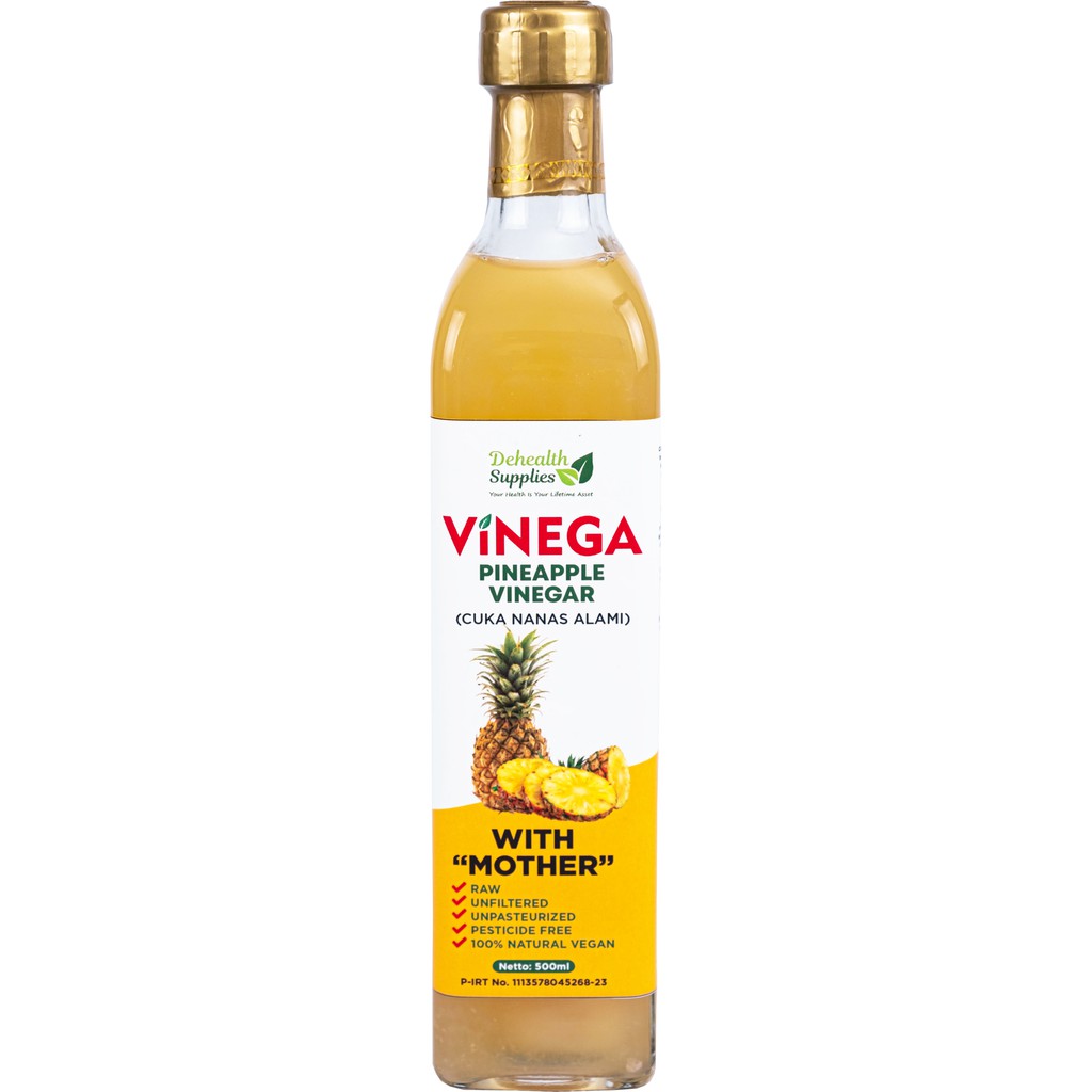 Vinega, Pineapple Vinegar with Mother / Cuka Nanas alami 500ml