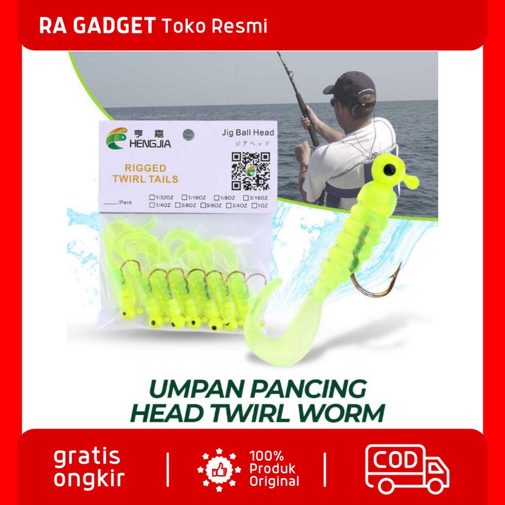 Umpan Pancing Tiruan Bentuk Kuda laut Sea Bass Soft Bait Rigged Twirl Tails 1.75G 7PCS / Umpan Panci