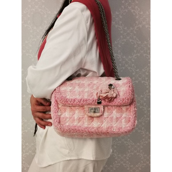 CHANEL handmade pink tweed bag