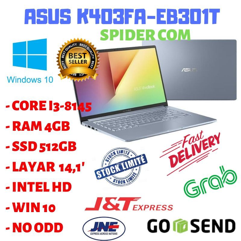 PROMO LAPTOP ASUS K403FA EB301T - i3-8145U RAM 4GB - 512GB SSD - FHD No ODD 14" W10