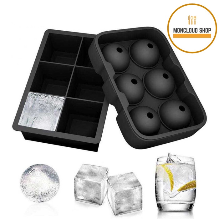 Cetakan Es Batu Kristal Silikon Cube Bulat Ice Mold 5cm 2IN1 + Corong
