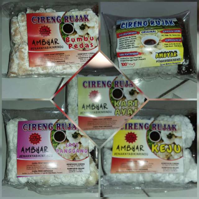

RUJAK CIRENG AMBYAR, RUJAK CIRENG ISI 20PCS DAN BUMBU RUJAK, RUJAK CIRENG VARIAN RASA ENAK
