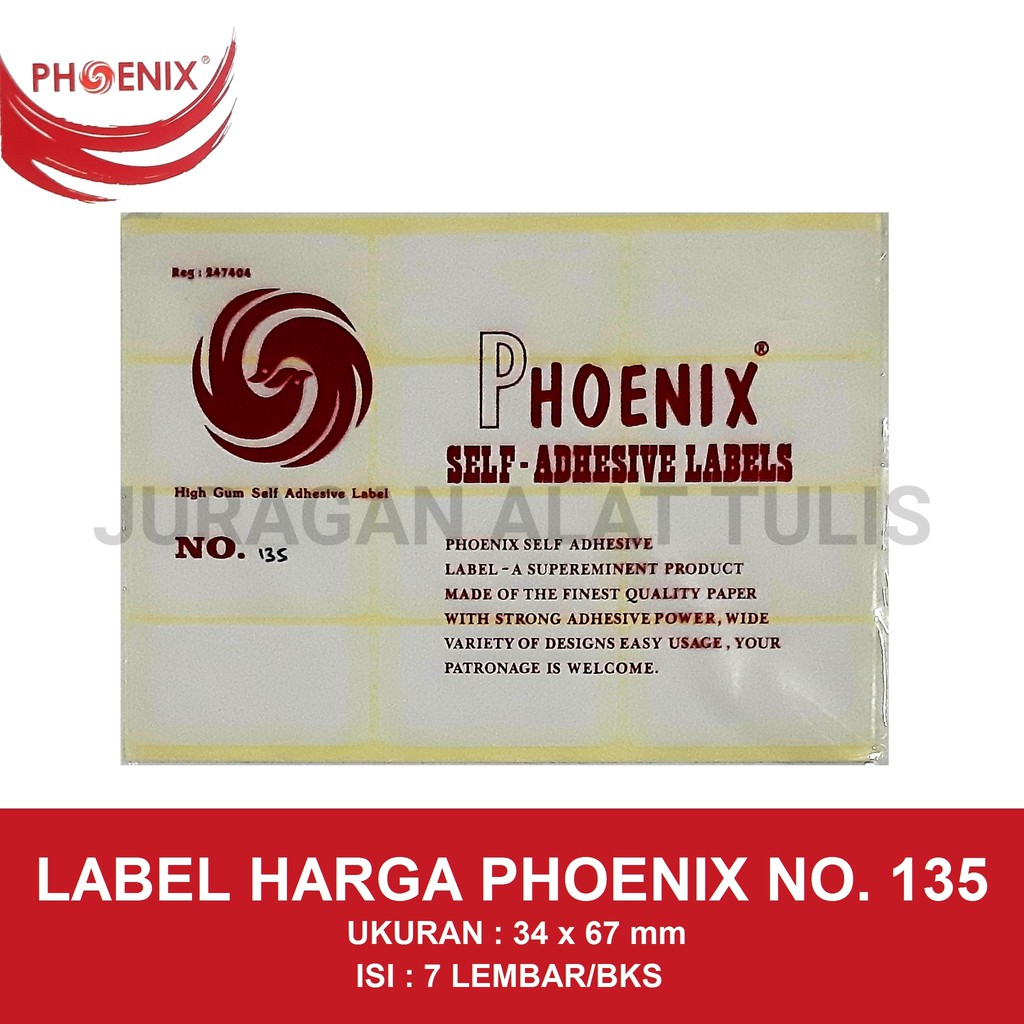 

LABEL HARGA / PRICE LABEL PHOENIX NO. 135