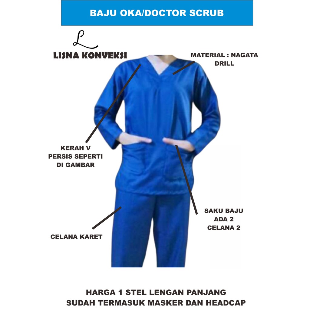 Baju OKA Baju Jaga Dokter Lenga Panjang Nagata Drill XS-XL