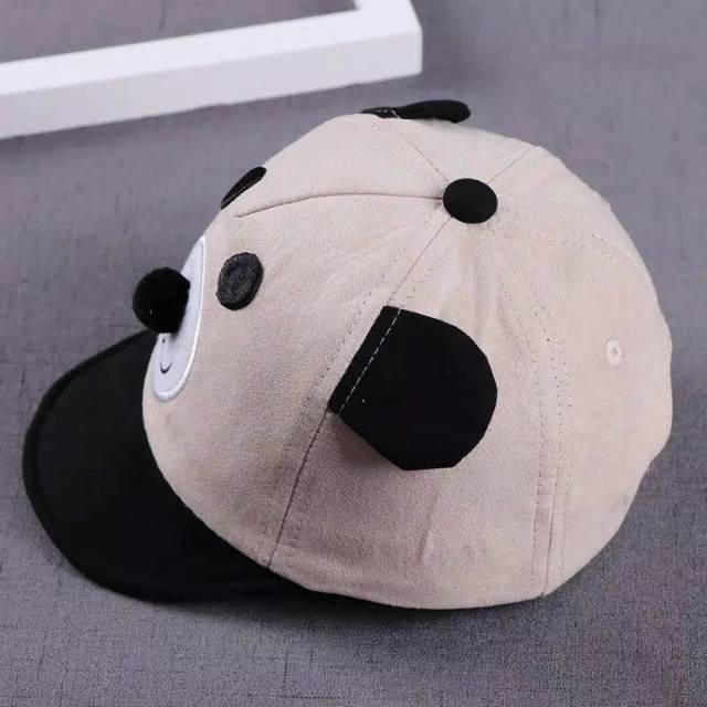 Topi anak bayi motif beruang lucu dengan bahan yang halus dan nyaman dipakai warna biru abu oren dan beige untuk anak usia 1tahun sampai 3 tahun topi baseball anak-3
