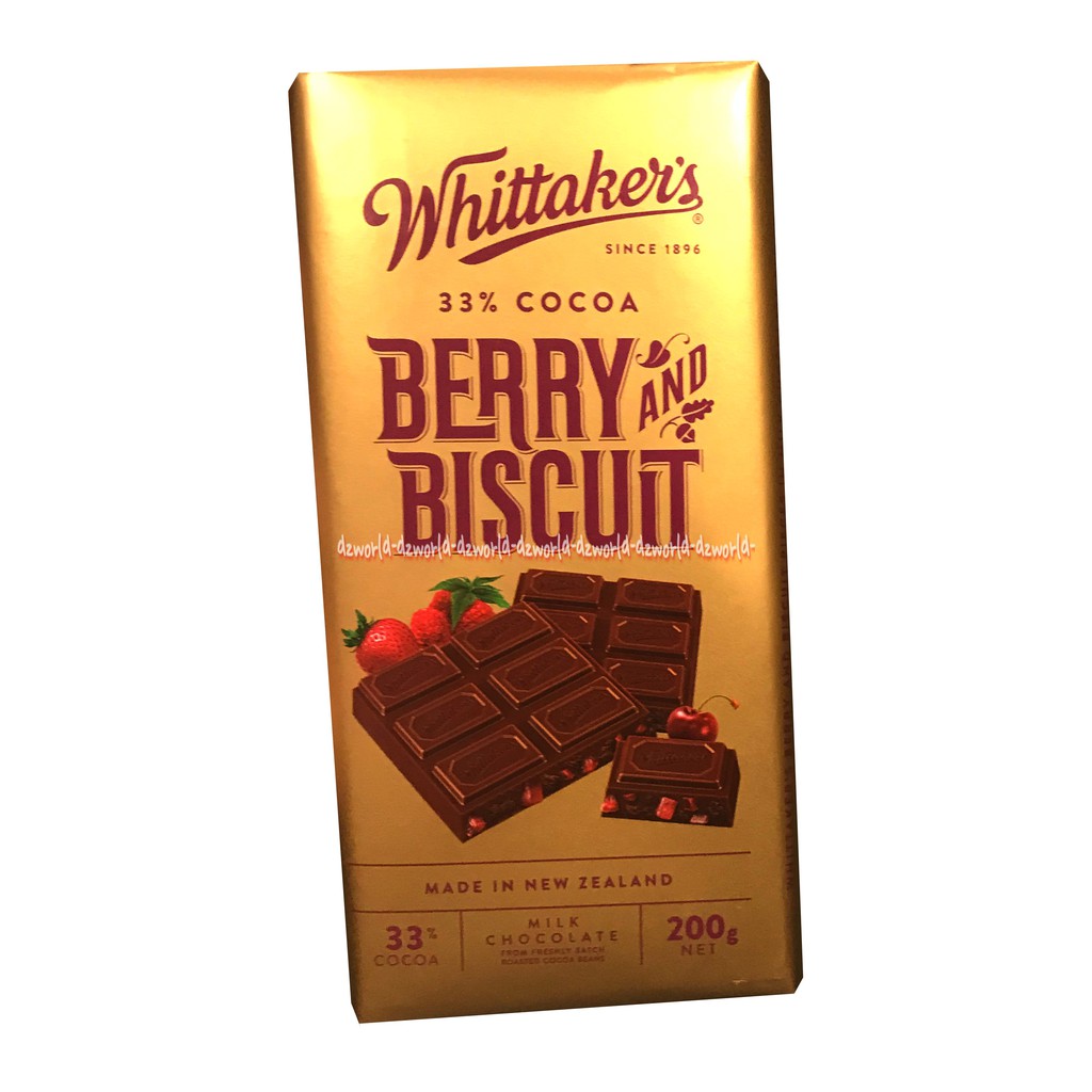 Whittaker's Berry And Biscuit 200gr Coklat Import Whittakers Rasa Buah Beri Dan Biskuit Witakers Wittaker Whittaker Milk Chocolate Coklat Susu