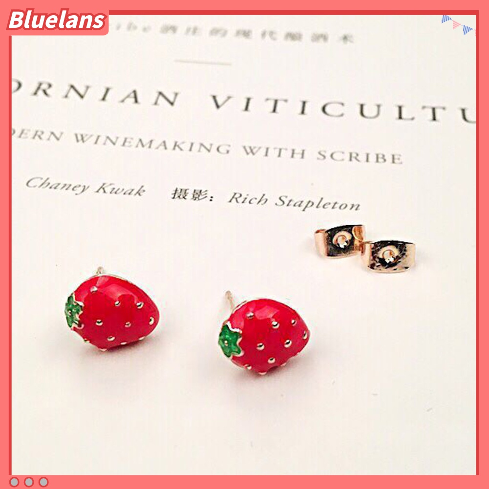 Anting Stud Desain Buah Strawberry Semangka Kumbang Untuk Wanita