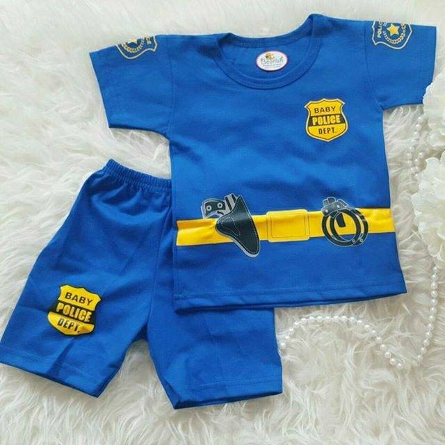 Setelan Anak Laki Laki / Baju Setelan Anak Bayi / Kaos Anak Laki Laki / Kaos set Polisi