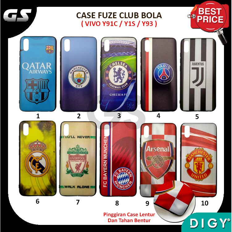 Promo Murah Case Club Bola VIVO Y91C Y15 Y93 Y19 S1 PRO Z6 S6 Case Motif Cowok Fuze Hardcase