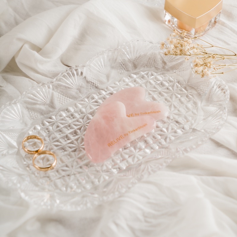 [RELIVE by Tinkerblush] ROSE QUARTZ GUA SHA 100% Rose Quartz Stone Asli bentuk Hati/Heart