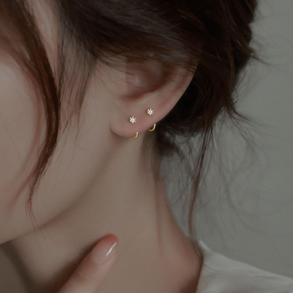 Mxbeauty Anting Helix Tulang Rawan Berbentuk C Zirkon Tidur Wearable Perempuan Gadis Tindik Gaya Korea