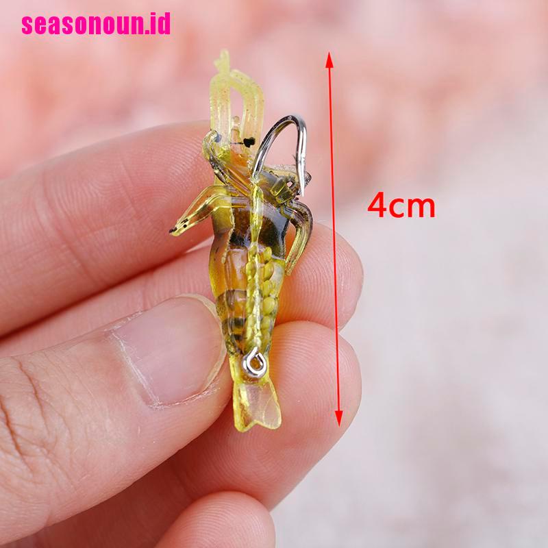 10 Pcs Umpan Pancing Soft Bait Bentuk Udang Dengan Kail