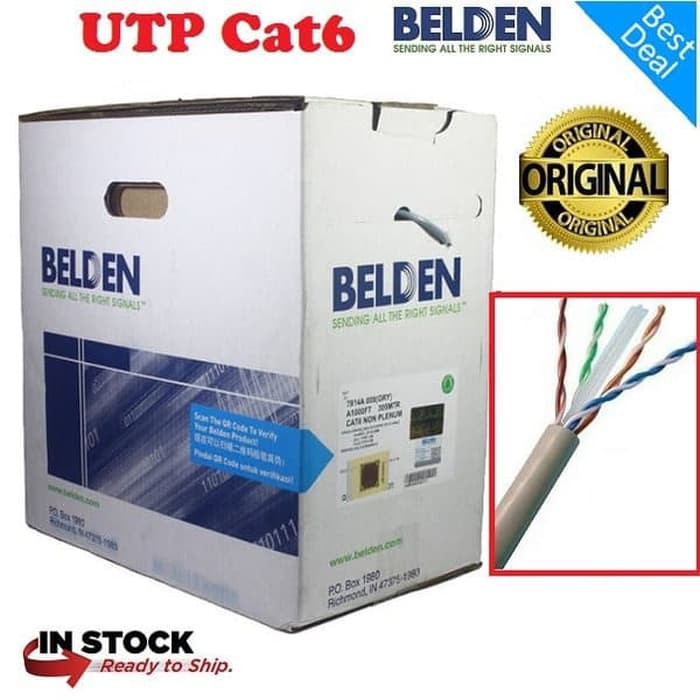 KABEL LAN UTP cat 6 / cat6 BELDEN made in USA 1 roll Original Abu-Abu