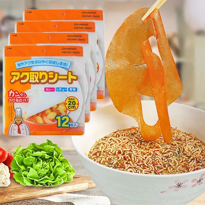 12pcs / Kantong Kertas Filter Penyerap Minyak Makanan Untuk Dapur