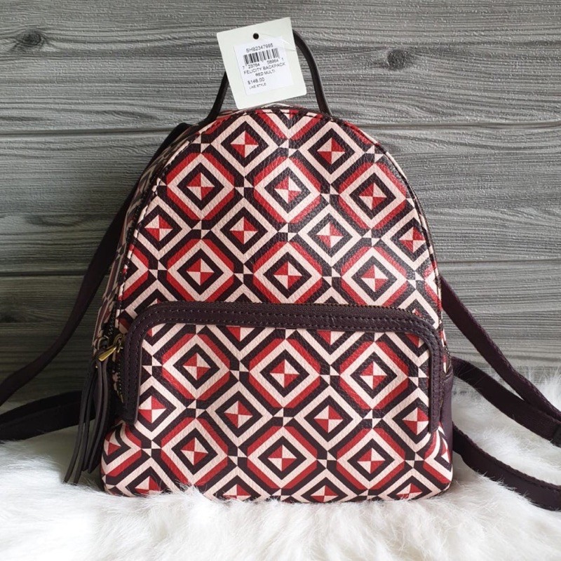 tas wanita fossil felicity backpack red multi