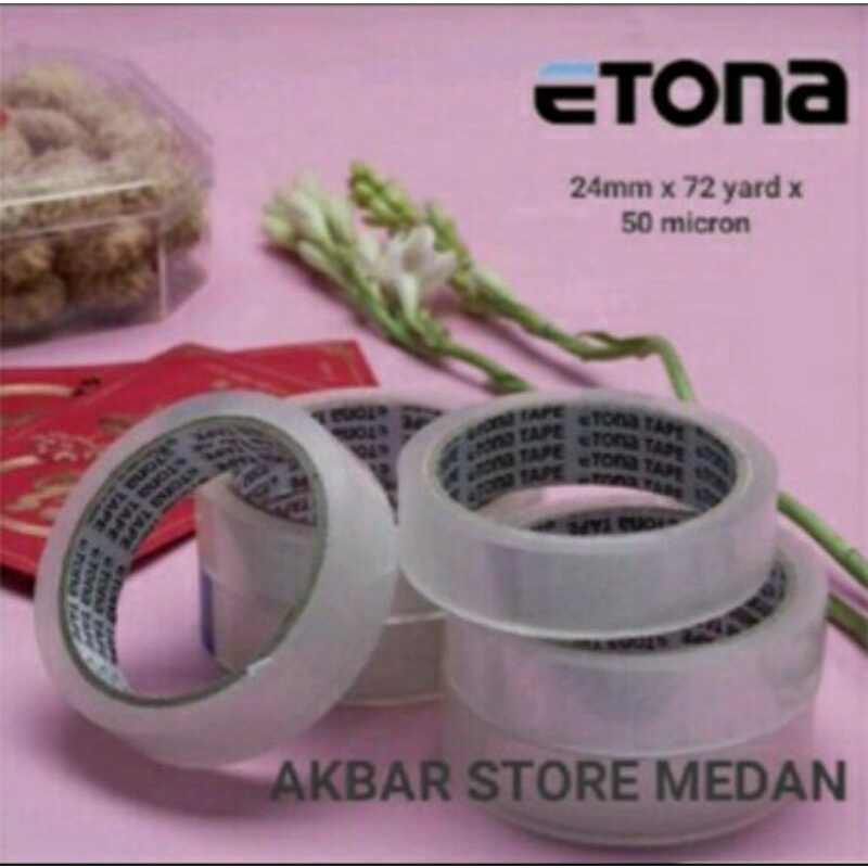 

lakban 1" ETONA (24mm x 72yard x 50micron) super lekat,super kuat,super quality