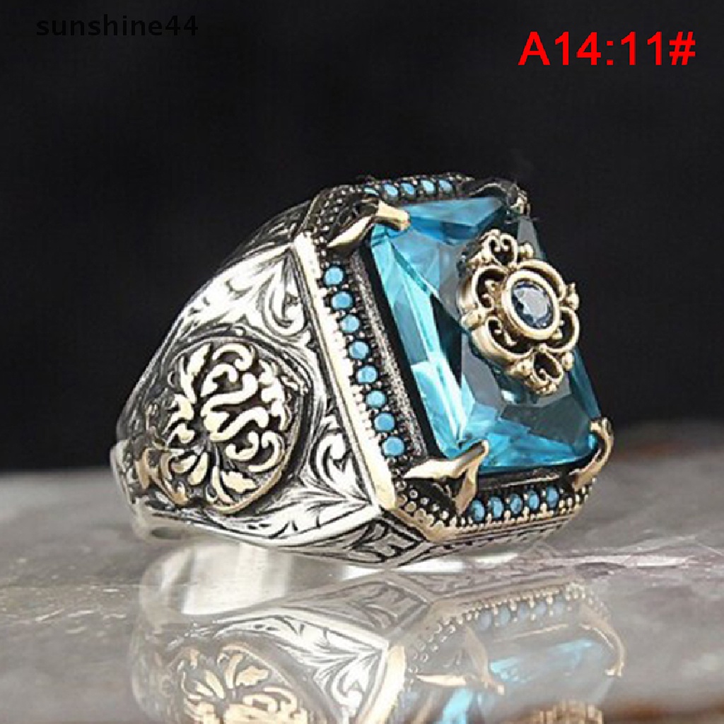 Sunshine Cincin Handmade Gaya Turki Vintage Bahan Metal Warna Silver Untuk Pria / Wanita