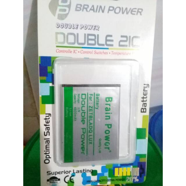 Double Power Battery Batere Batre Baterai Brain Power ZTE Blade Q Lux Qlux Powerphone E1