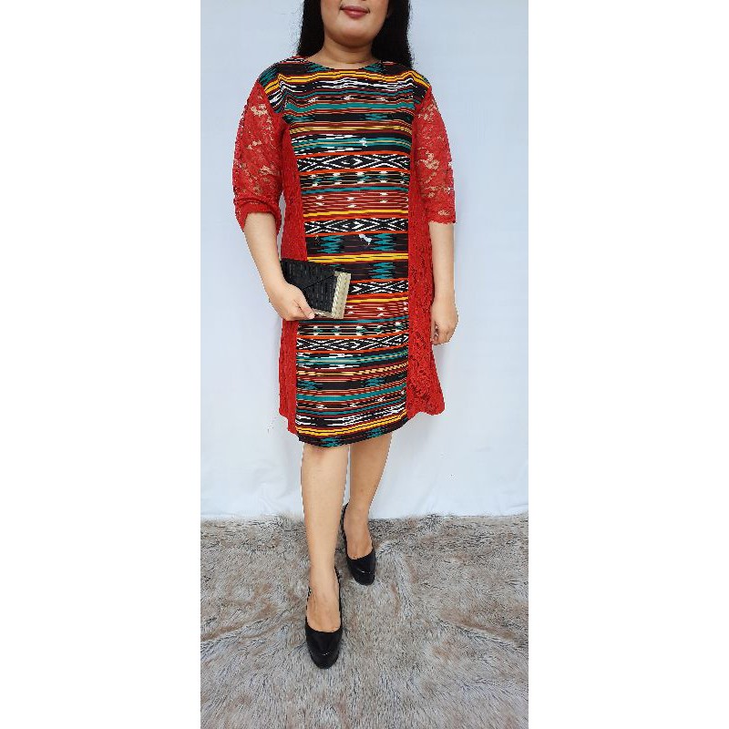 Dress Etnik Motif Ulos Pelangi