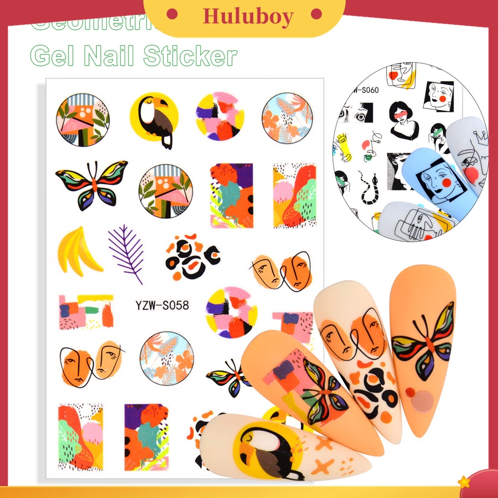 Huluboy Huluboy♡ 3 Pcs Stiker Kuku 3D Multifungsi Tahan Lama Warna Alpukat Untuk Wanita