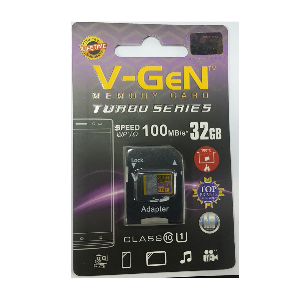 MicroSD V-GeN Turbo 32GB + Adapter Class 10 Memory Card Micro SD VGEN