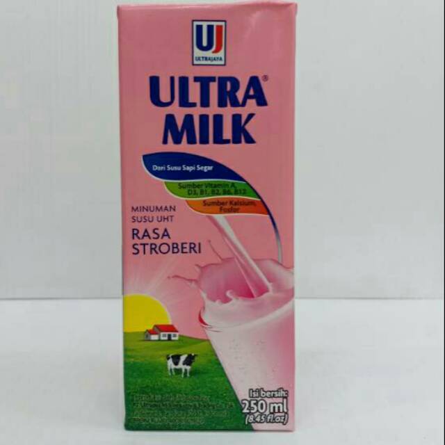 Susu Ultra milk rasa stoberi 250ml