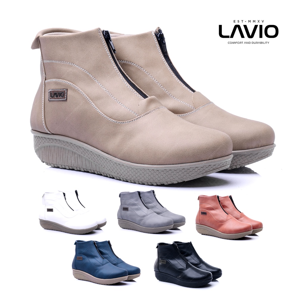 Sepatu Sneakers Boots Wanita Cewe Keren Korea Kekinian Lavio Vanilla Original