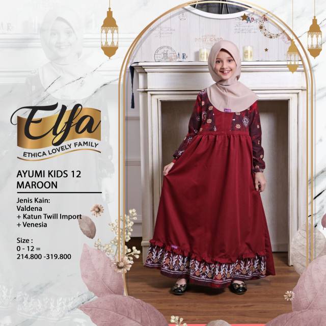 Ayumi 89 Kids 12 Koko Kahfi 62 Set Gamis Anak Ethica Elfa 111 Maroon
