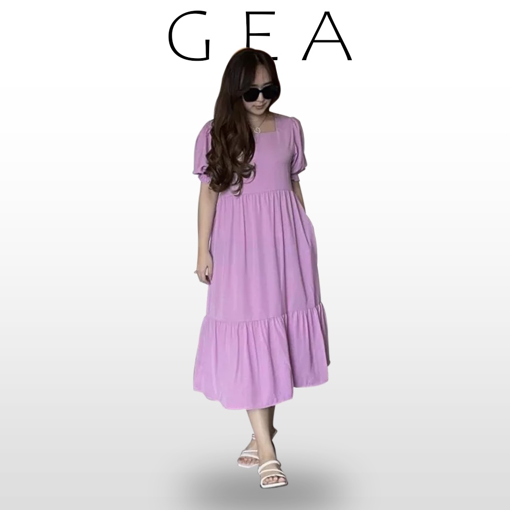 Jual Gea Midi Dress KOREA STYLE DRESS BIG SIZE BAJU WANITA READY LXL
