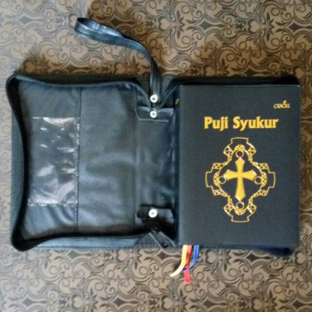 Puji Syukur ukuran kecil dengan tambahan Cover Sampul Tas Dompet hitam doff