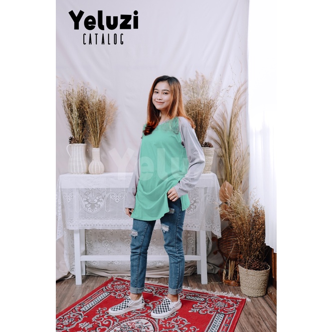 Tunik Atasan Wanita Raglan Kekinian Terbaru - Katun Combed 24s - Yeluzi