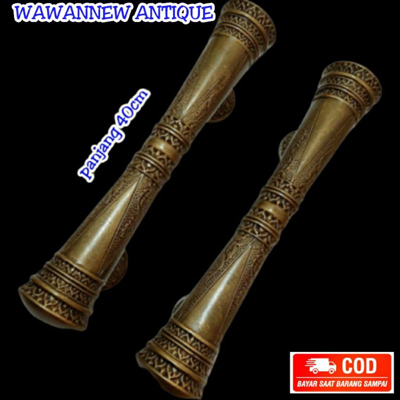 Handle Pintu / Gagang Pintu Rumah Pagar Kuningan Antik Murah Motif Godo Ukir 40cm