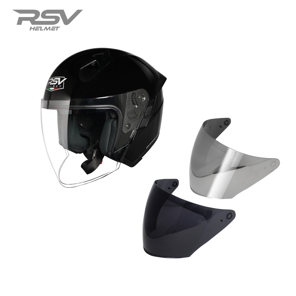 HELM RSV SV300 BLACK GLOSSY BUNDLING VISOR DARKSMOKE / IRIDIUM SILVER