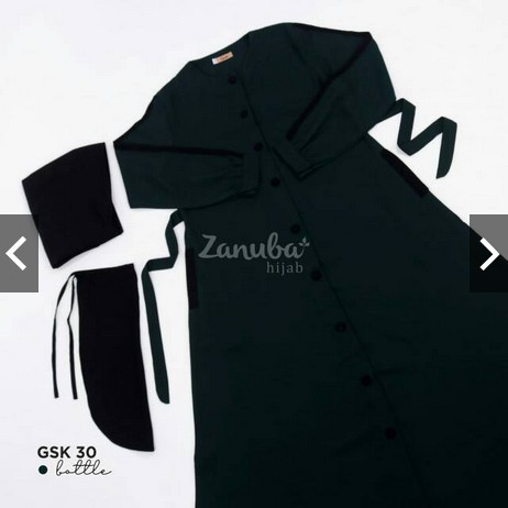 GAMIS SET KOMBINASI GSK 30 ORI ZANUBA HIJAB HIJAU BOTOL