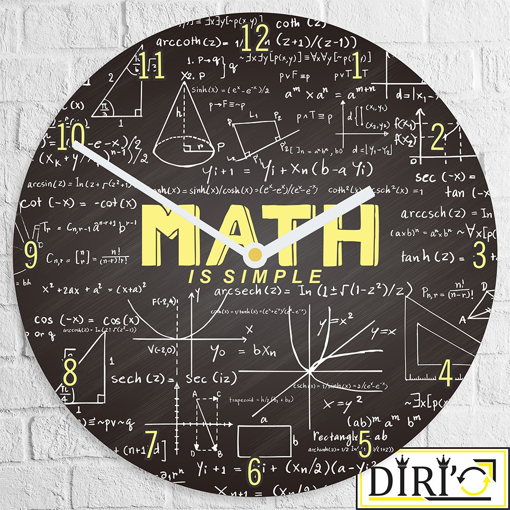 Jam Dinding Kayu Matematika Wall Clock Rumus Math Desain Unik Minimalis Murah-MTK 02