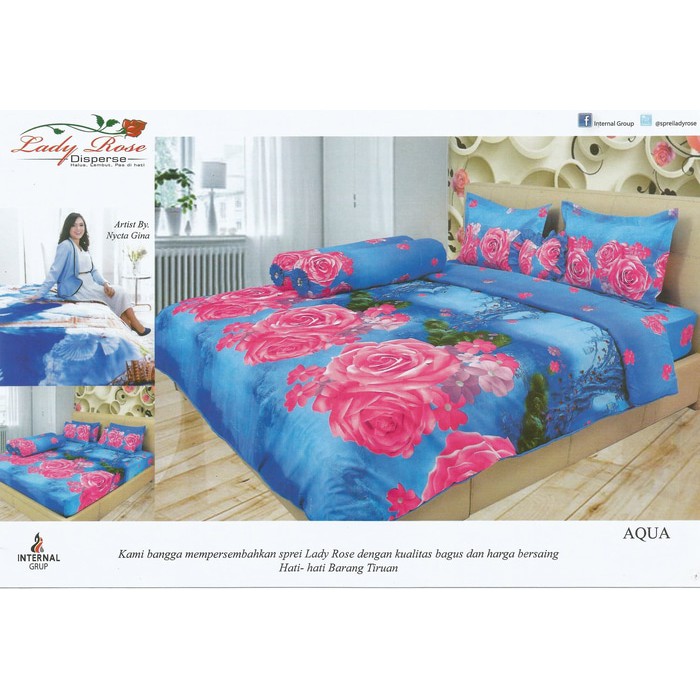 Sprei Lady Rose Disperse Uk.180 X 200 Motif Aqua