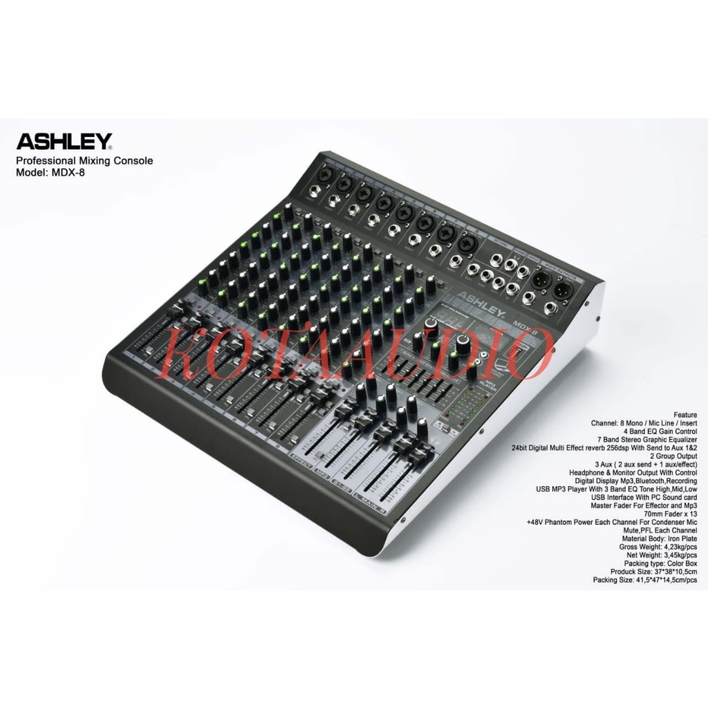 NEW MODEL MIXER AUDIO ASHLEY MDX8 / MDX 8 8CH USB - BT ORIGINAL