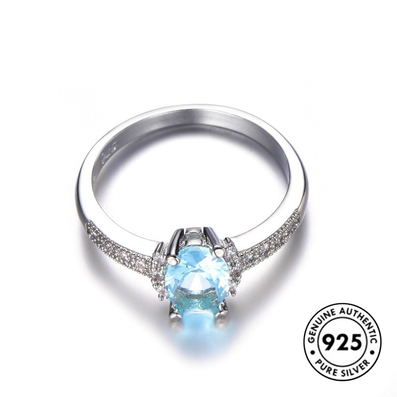 Cincin Sapphire Bahan S925 Silver Gaya Elegan