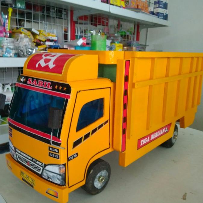 Terlaris Mainan mobil truk kayu miniatur truck oleng mobilan anak