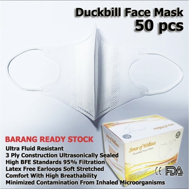 Masker Duckbill 3Ply Disposable Duck Bill 3 Ply Earloop Daily Mask - DUCKBILL 1 BOX ISI 50 PCS