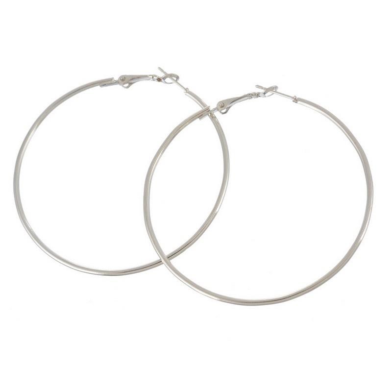 10cm Anting Hoop Bulat Besar Silver Diameter 10 cm
