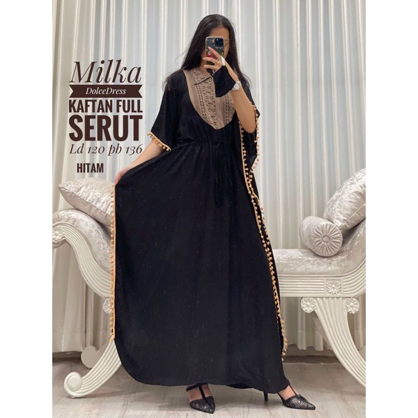 Daster arab Dolce MILKA Dress Rayon Kaftan/Kelelawar Serut Big Size Jumbo