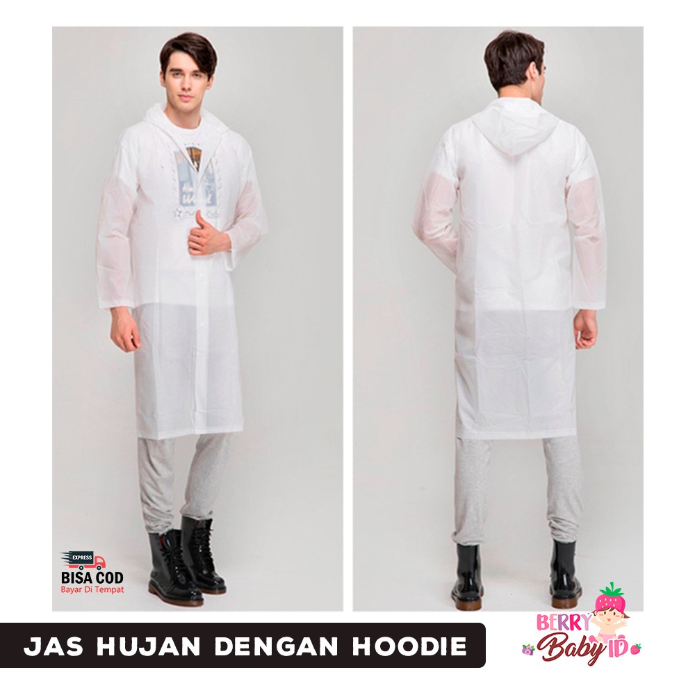 Berry Mart Jas Hujan Remaja Dewasa Raincoat dengan Hoodie Ponco Poncho JKN049 Berry Mart