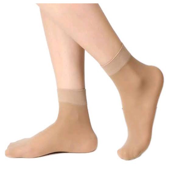 Bellino - Termurah Kaos Kaki Wanita Diatas Mata Kaki Warna Kulit dan Hitam Kaos Kaki Muslimah Polos-6