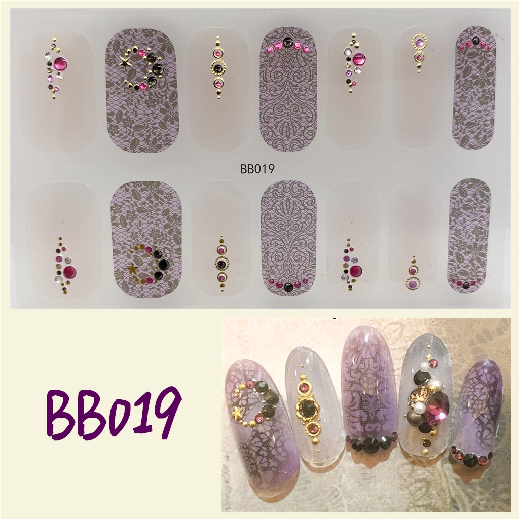 Stiker Kuku 3d Desain Berlian Mutiara Permata Warna-Warni Untuk Manicure Bb019-035