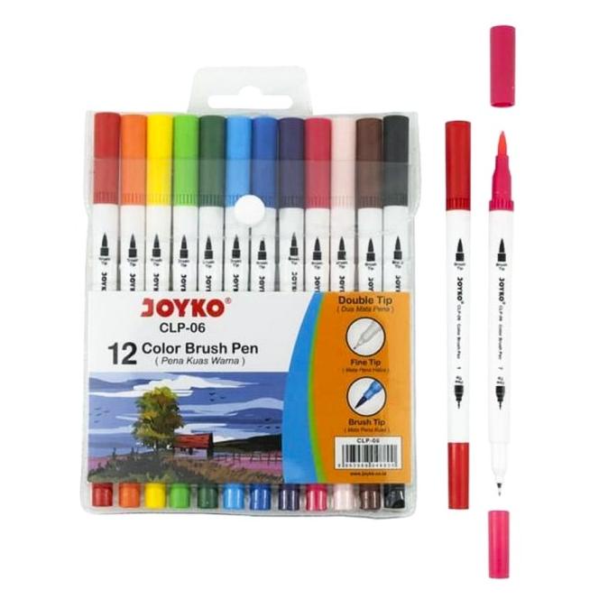 

[[COD]] Color Brush Pen / Pena Kuas Warna Joyko CLP-06 / 12 Warna Termurah HEMAT Kode 570
