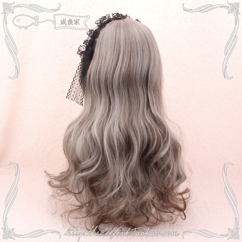 LOL-150 wig rambut palsu daily lolita korea kpop cosplay panjang wavy ash brown