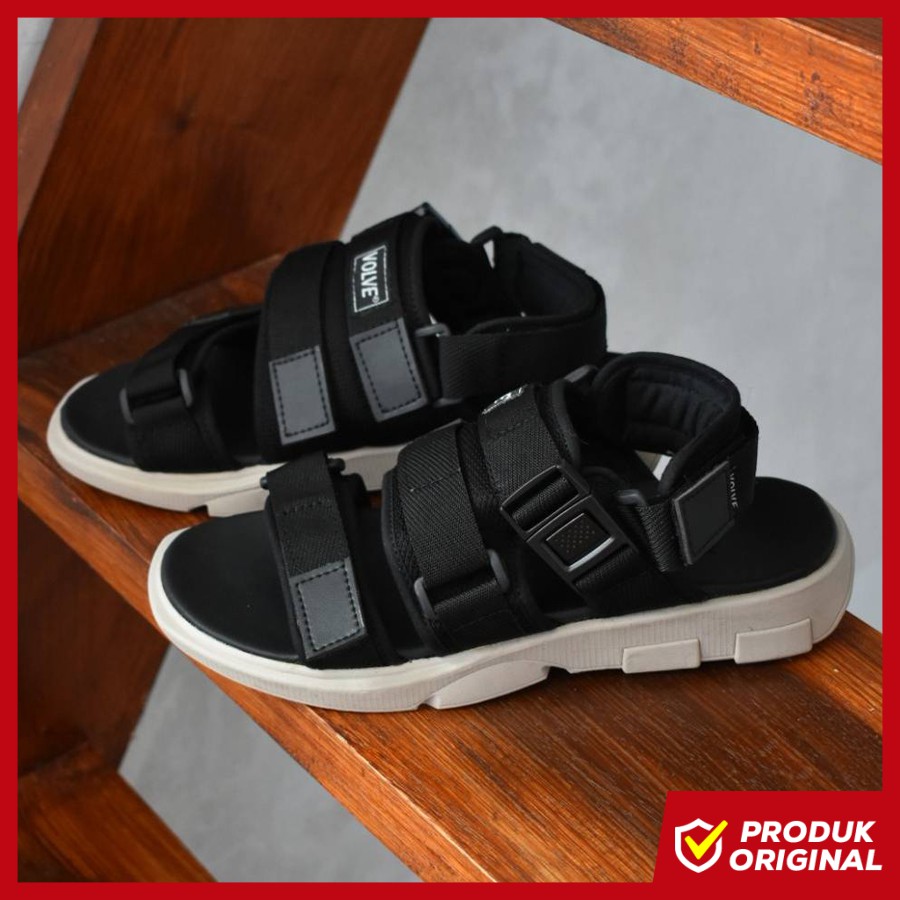 SPICA BLACK ORIGINAL x VOLVE Sandal Casual Hitam Pria Sendal Santai Travelling Gunung Hijack Outdoor