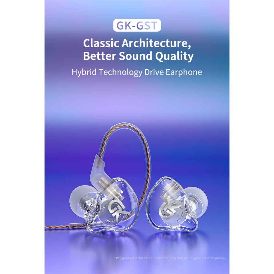 GK GST Headset 1BA+1DD Drivers Hybrid HiFi Bass Earbuds Wired Headphones In-Ear Monitor Noise Cancelling Game Sport Earphones