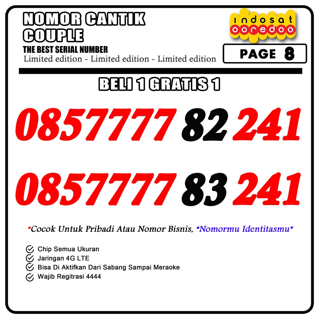 Nomor cantik Indosat Seri Kuarted Terbaik